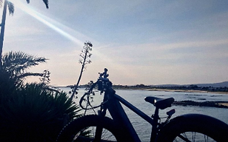 Fat-tyre e-bike at the coast at golden hour, Cape Town